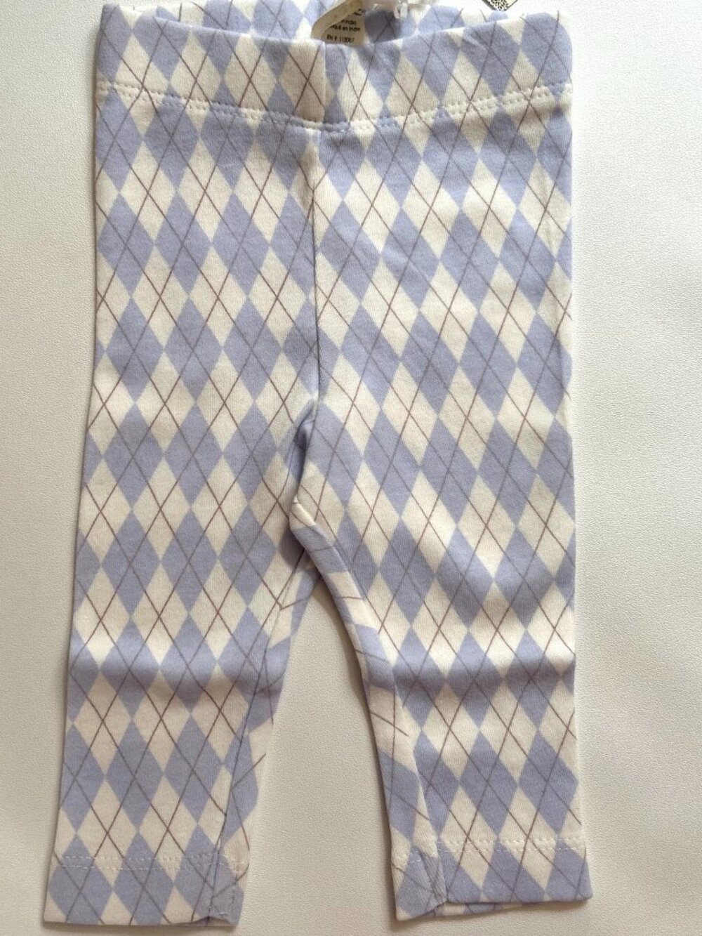 NWT Kate Quinn Organic Cotton Baby Leggings 0-3M Arctic Argyle Periwinkle